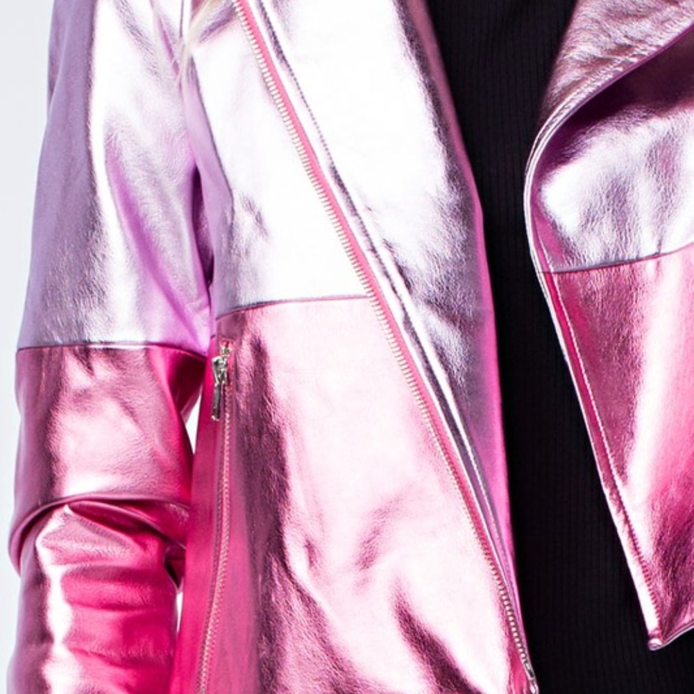 CANDIE Pink Womwns Metallic Jacket Two Tone - Picture 2 of 4